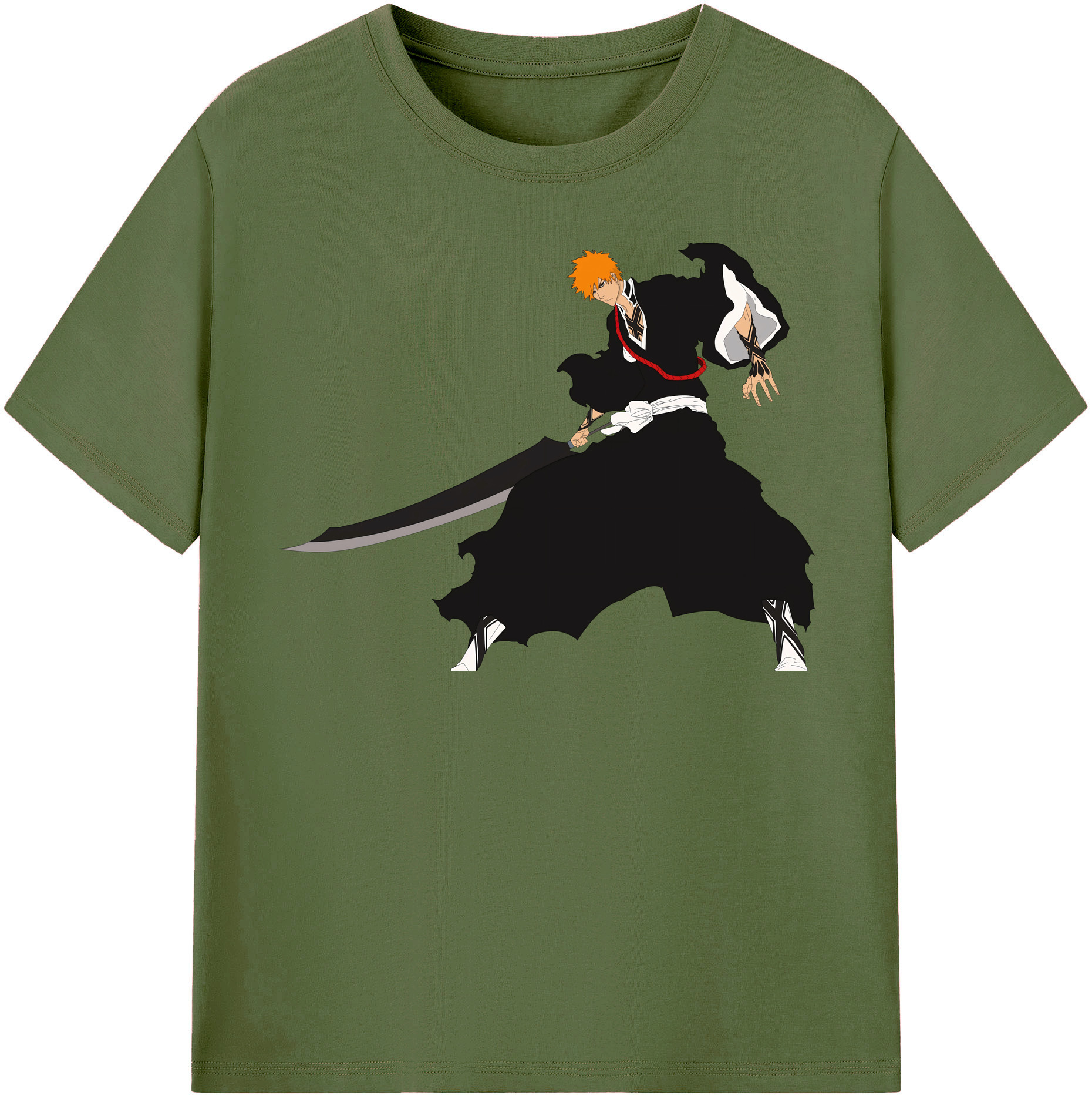 （画像用） ブリーチ 黒崎一護（くろさき いちご）BLEACH Kurosaki Ichigo 綿100％半袖Tシャツ（フロントプリント）